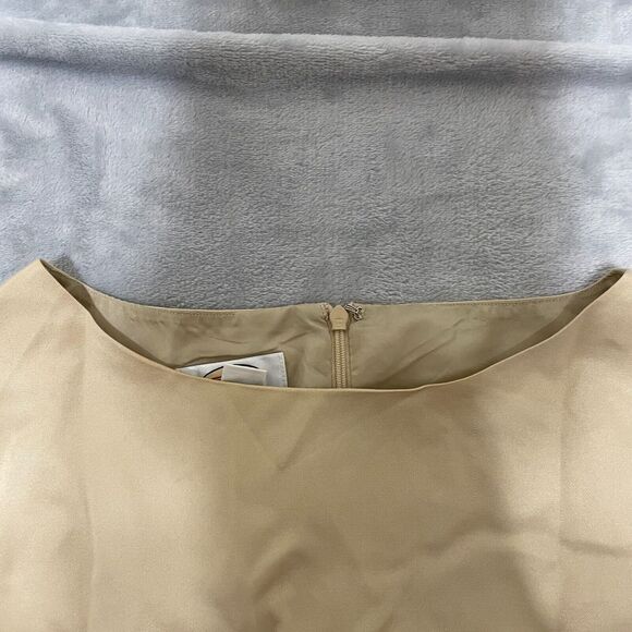 Talbots Mini Tank Dress Petite 10 Tan Silk Cotton Lined Vintage Career‎ Back Zip - Picture 5 of 11